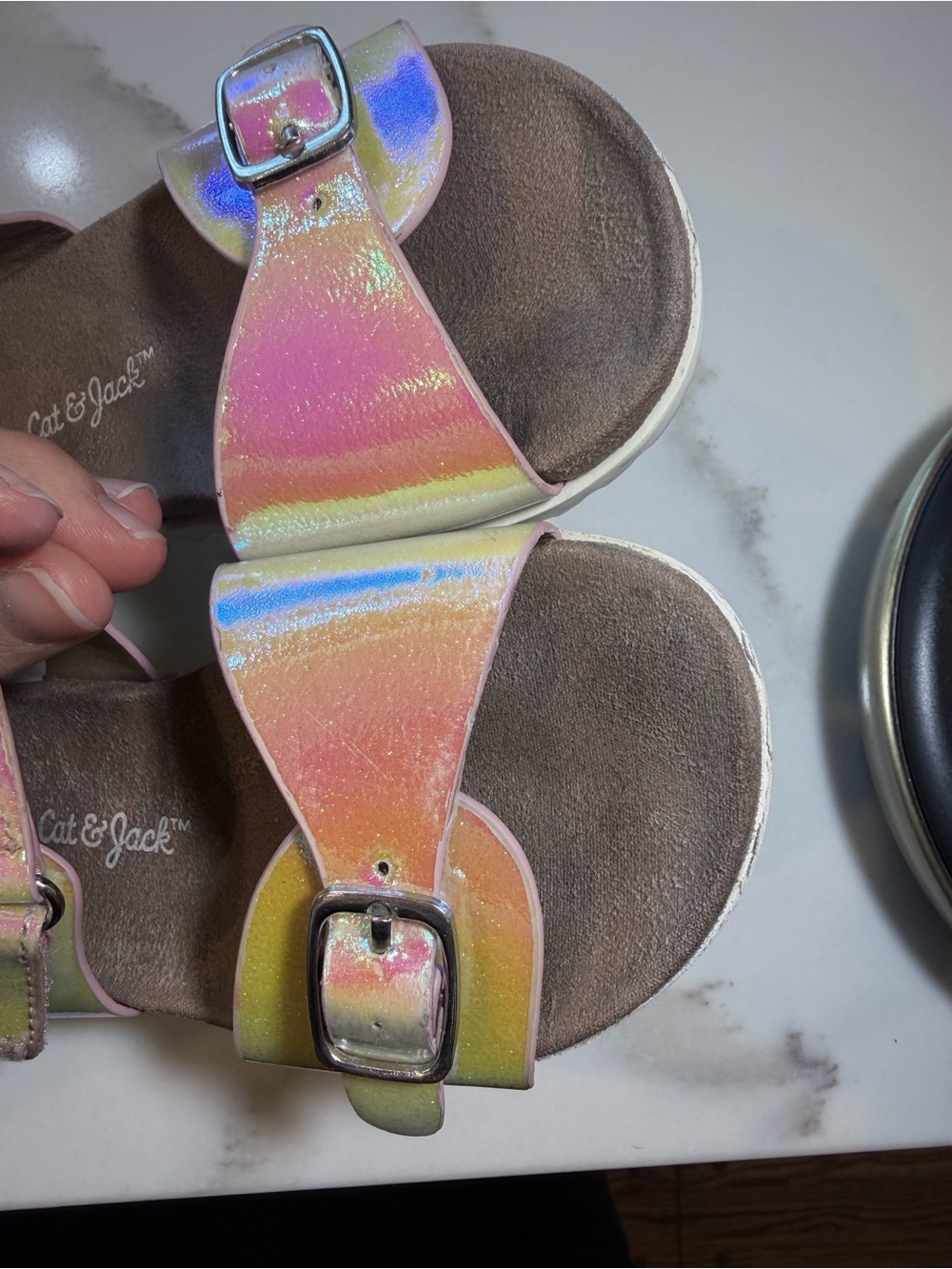 Cat & Jack Iridescent Pink Pearl Kids Buckle Sandals - Target - Picture 15 of 15